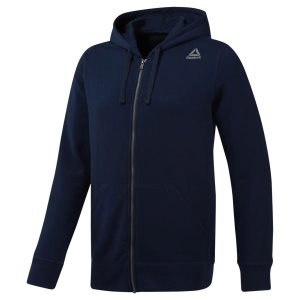 Reebok Training Essentials French Terry Full-Zip Kapuzenpullover Herren - Navy - DE 896-TWZ